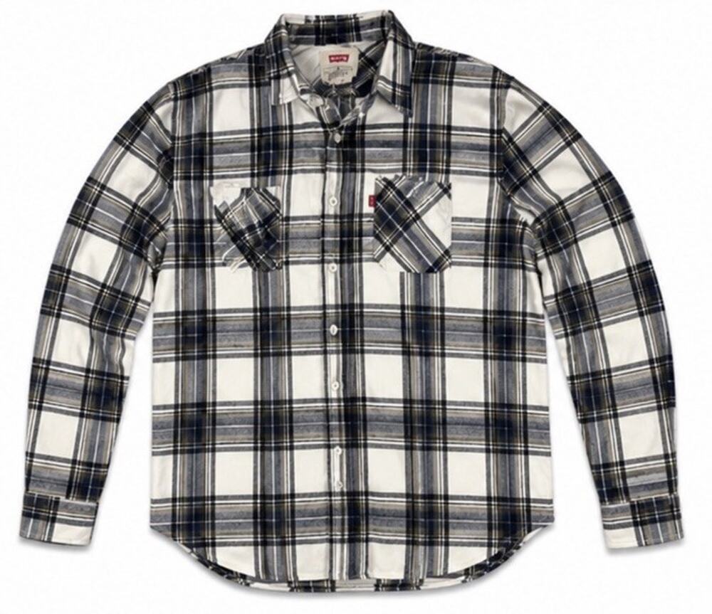 Levi’s Men’s XL Plaid Flannel Button Front Long Sleeve Shirt Blue White Cotton